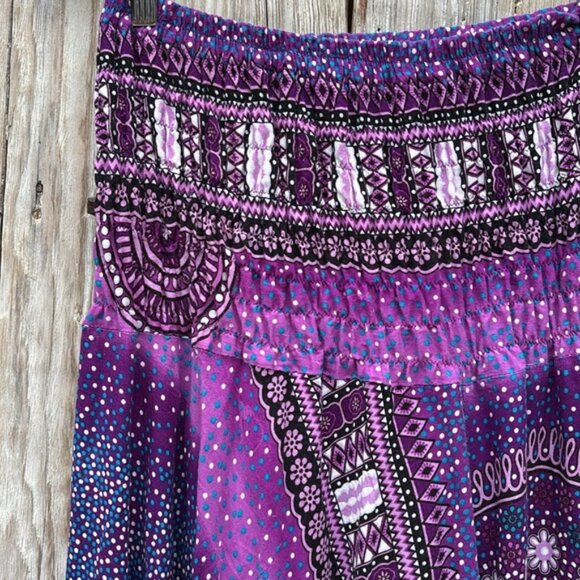 [New] Jumpsuit Style Drop Crotch Harem Pants (S-M) Purple-Blue-White Mandala - Picture 6 of 11